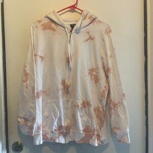 Torrid Women’s Sz 3 Full Zip Hoodie Jacket Sweatshirt Tie Dye Pink & White (112)